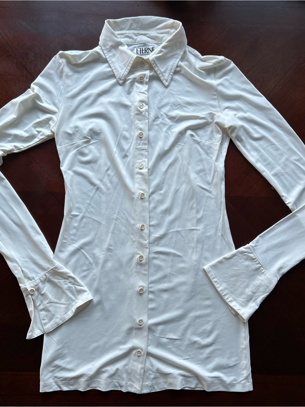 Eterne White Long Sleeve Tailored Button-Down Shirt size S